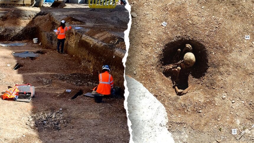 Ancient 'seated' skeletons unearthed beneath modern school site, puzzling archaeologists