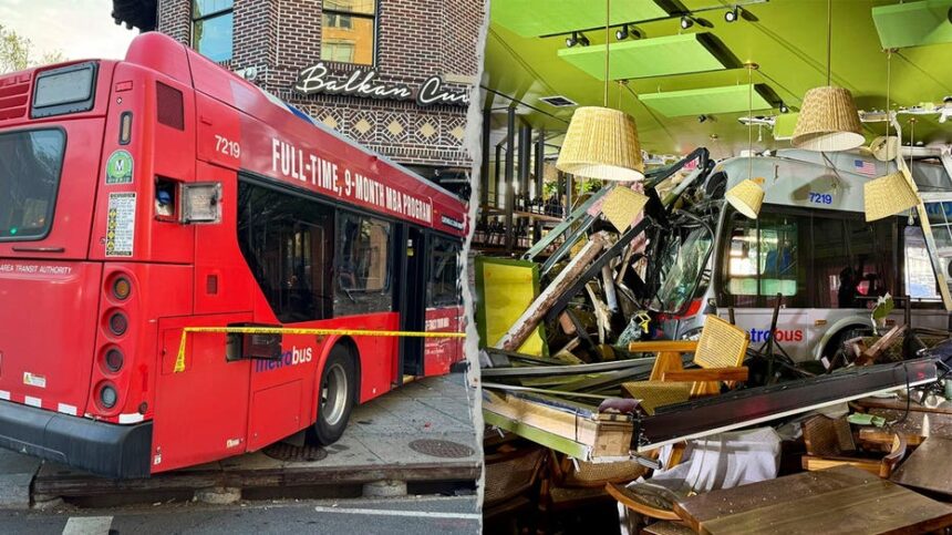 Three people hospitalized after city bus crashes into popular DC restaurant: officials